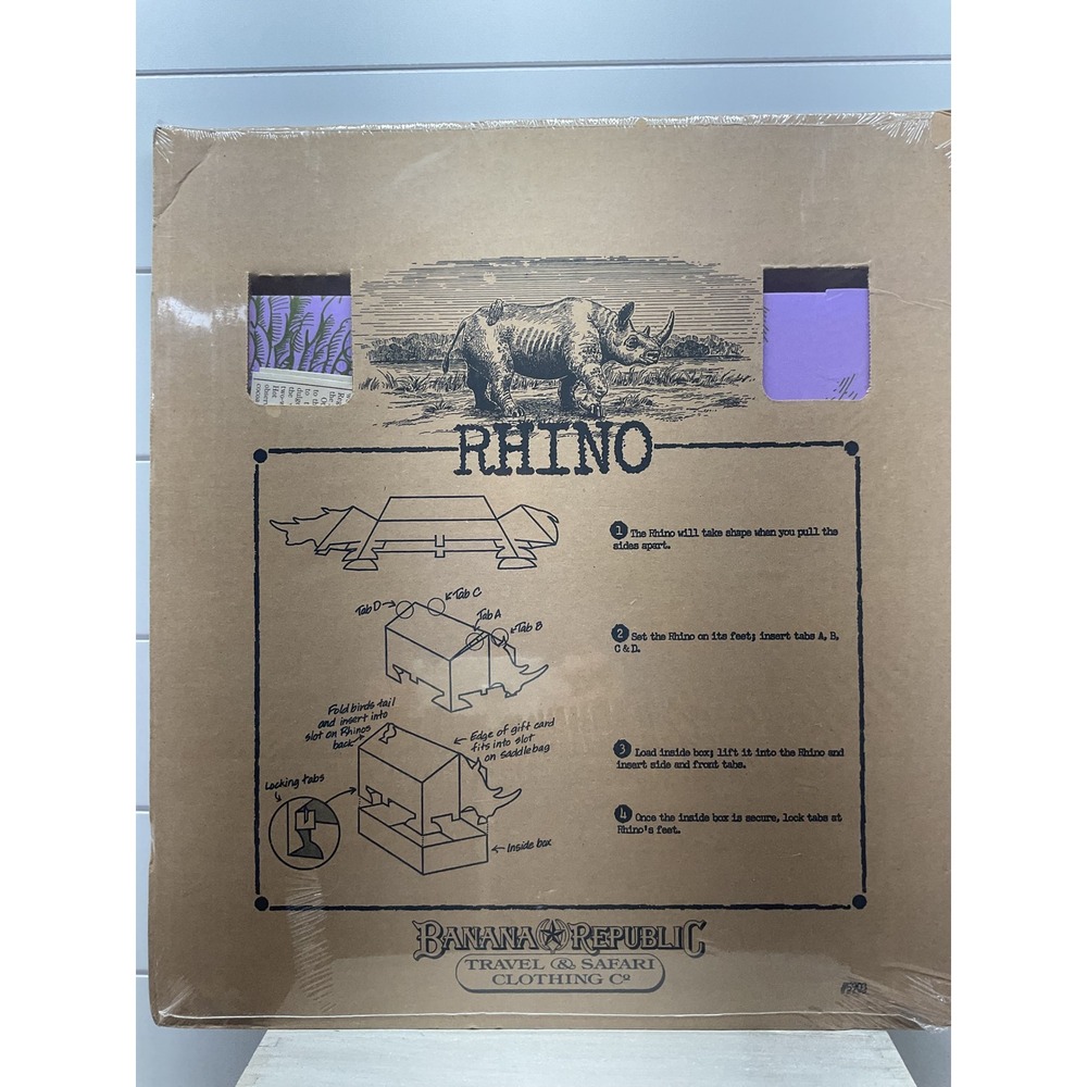 Vintage Banana Republic Travel & Safari Co Rhino Cardboard Kit Sealed 1980s Rare